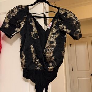 Buddy Love Black and Gold Bodysuit